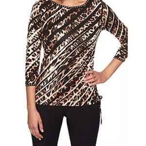 Ruby Rd. Black and Brown Patterned Women's Blouse